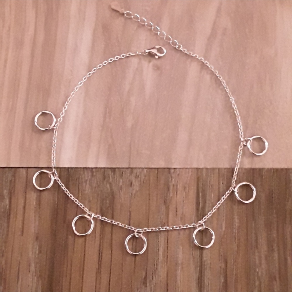 NEW S925 Anklet Circle Bracelet - Picture 4 of 7